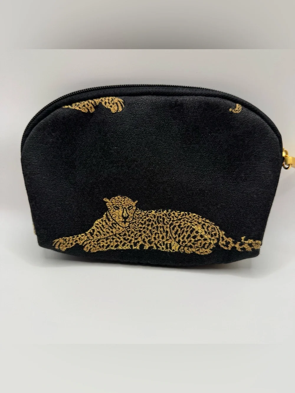 VTG Womens Leopard Print Black Zipper Travel Case with Pouch Set Maximalist